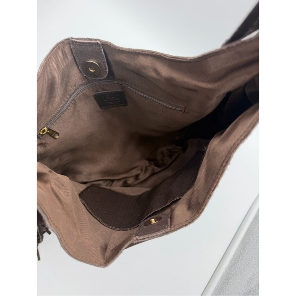 Haute Hippie Dark Chocolate Brown Suede Fringe Hobo Bag - Picture 7 of 7